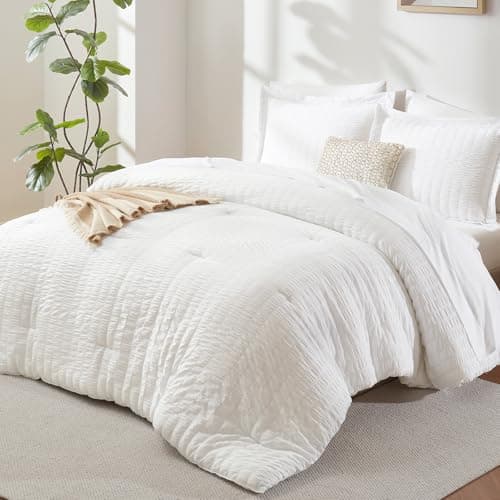 CozyLux Queen Seersucker Comforter Set with Bed in a Bag