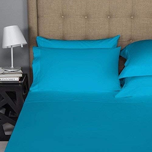 Soft 100% Natural Cotton 550-TC Full Size Sheets (Stripe, Light Blue)