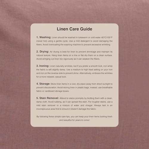 Woodrose 100% Natural Linen King Duvet Cover & Pillowcases, French Flax Comforter Set