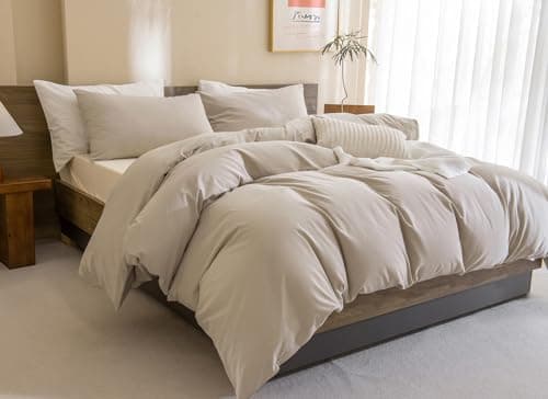 Minimalist Comforter Set with Cotton Linen Texture - Queen Size (90x90 Inch)