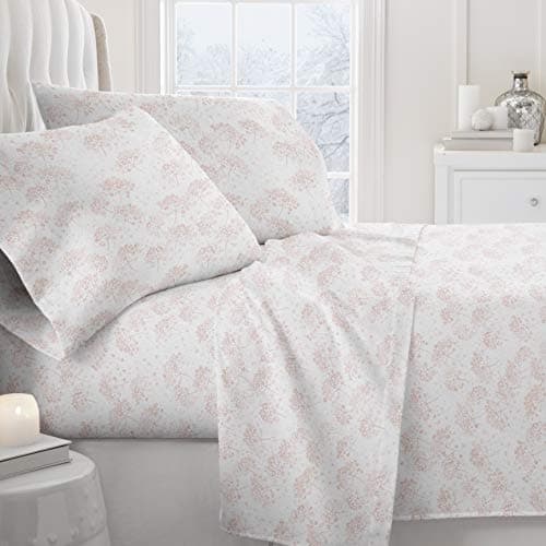 Ultra-Soft & Cooling Pink Flower Queen Bedding Sheet Set