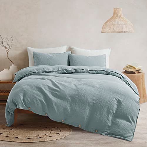 ATLINIA 100% French Flax Duvet Cover Set & Pillow Shams - Queen Size