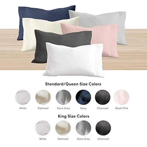 100% Linen Pillowcases Set of 2, Cooling, Soft & Breathable - White