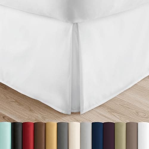 Ultra Soft Linen Market Queen Bed Skirt, White - Hotel Quality, Shrinkage & Fade Resistant