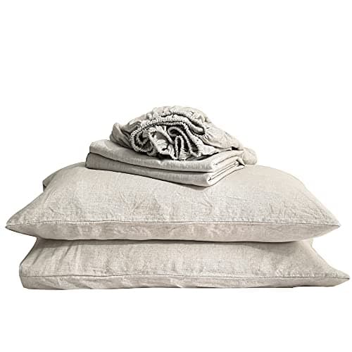 Simple&Opulence 100% Linen 4pcs Deep Pocket Sheet Set - California King