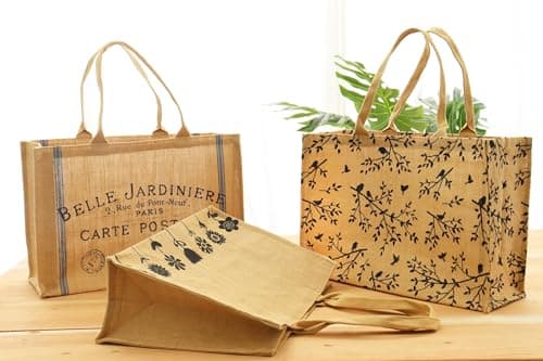 Jute Tote Bags with Laminated Interior and Soft Handles