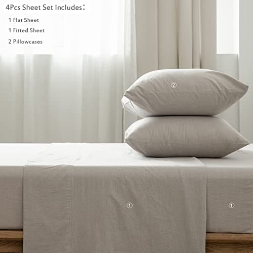 Washed Cotton Linen Like Breathable Bedding Sheet Set