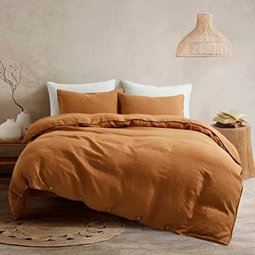 ATLINIA 100% French Flax Duvet Cover Set & Pillow Shams - Queen Size