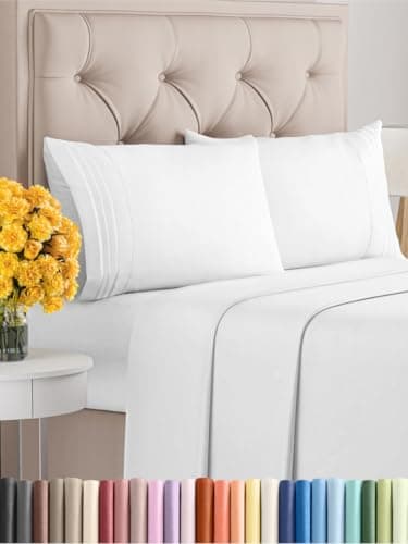 Hotel Luxury Durable 4-Piece Sheet Set - Extra Soft & Cooling - Bright White Oeko-Tex Sheets