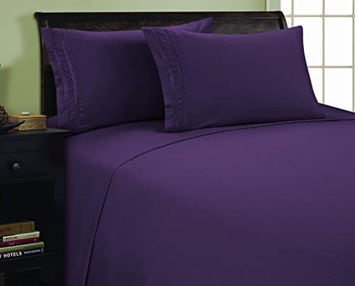Elegant 1500 Thread Count Microfiber Twin Sheet Set, Deep Pocket Up to 16", Purple
