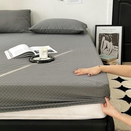 Light Green Thin Stripe 59"x79" Long Staple Cotton Queen 3 Piece Sheet Set