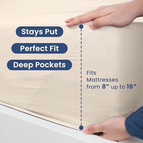 4-Piece Full Bed Sheet Set | Light Weight, Soft Breathable Brushed Cotton Sheets | Secure-Fit, Durable, Easy Care | Ivor
