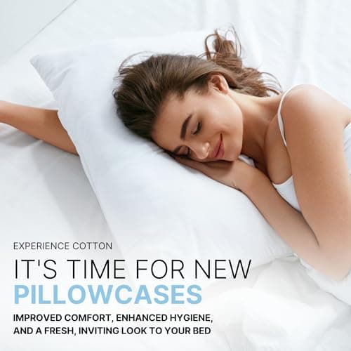 Cotton Queen Size Pillow Cases - Cooling, Breathable & Soft - 400 Thread Count - Machine Washable - White
