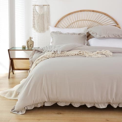 JANZAA Queen Oatmeal Comforter Set & Pillowcases - Soft Fluffy, All Season