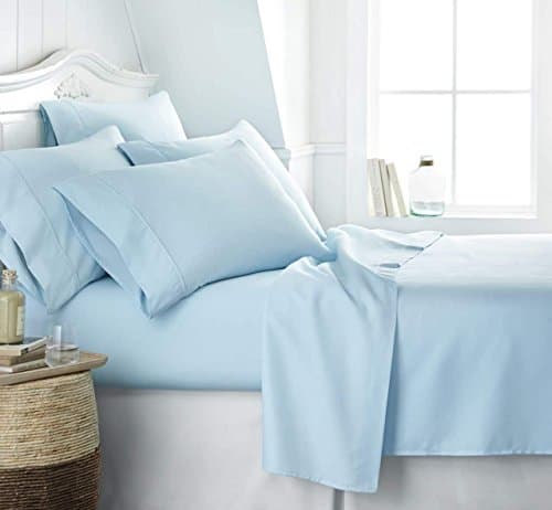 6 Piece Aqua Linen Market Bed Sheet Set for Twin Size