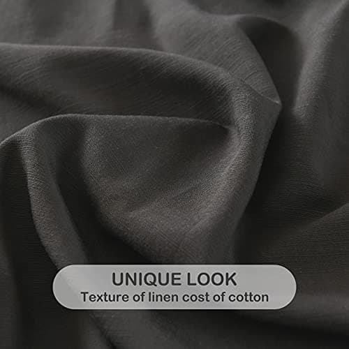 Charcoal Grey Bamboo Rayon & Linen Bed Sheets King Size, Soft & Breathable