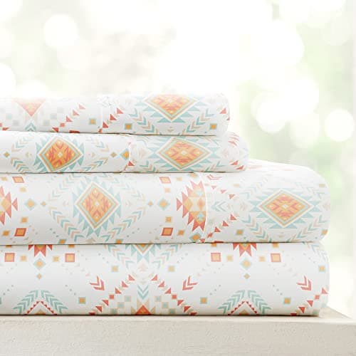 Ultra-Soft & Cooling Bed Sheets - Jade Arrows Design - Full Size - Deep Pocket Fits 16 Mattress