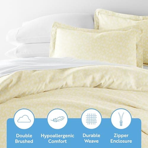 Luxurious Ivory Linen Queen Duvet Cover & Shams - Hotel-Quality Comfort & Elegant Prints