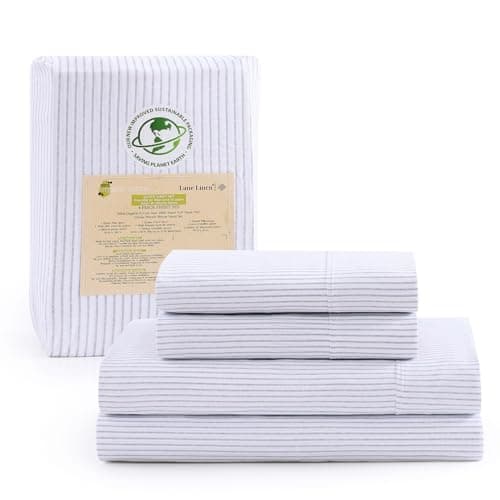 100% Organic Cotton Linen Full-Sheets Set 4-Piece Pure Long Staple Percale Weave Soft Bedding Sheets for Bed
