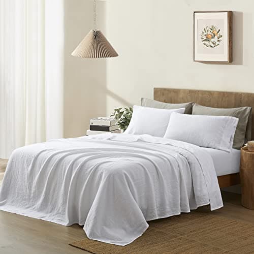 ATLINIA Stone Washed 100% Pure Flax Linen Queen Bedding Sheets Set