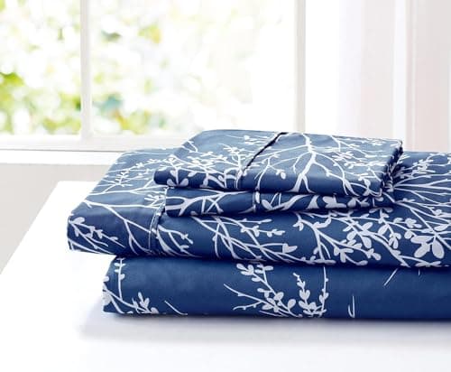 Spirit Linen Queen Size Bed Sheets - Pure Microfiber Polyester (Foliage Grey/White)