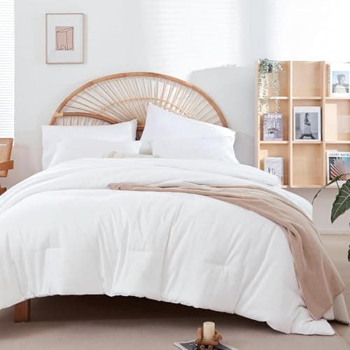 Weigelia Beige Queen Comforter Set - 3PCS Lightweight Soft Solid All Season Bedding with 2 Pillowcases