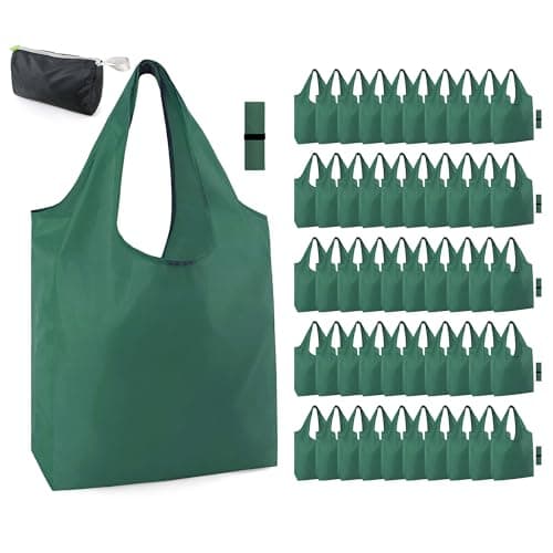 BeeGreen Foldable 50LBS Extra Large Reusable Grocery & Shopping Bags (10 Pack, Colorful)