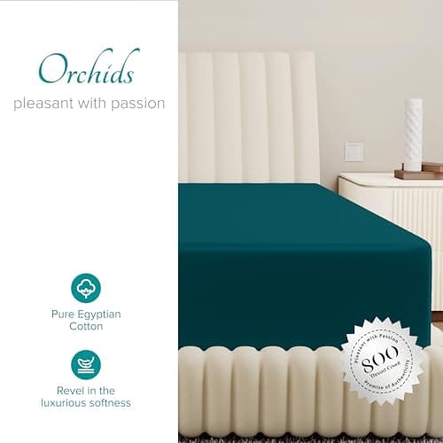 Carressa Linen Egyptian Cotton Queen Fitted Sheet, 800TC, Deep Pocket, Teal