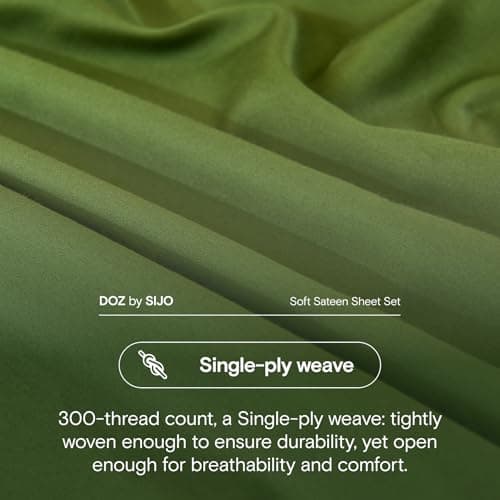 DOZ 100% Long Staple Cotton Sheets, Soft Sateen Weave, Forest Queen