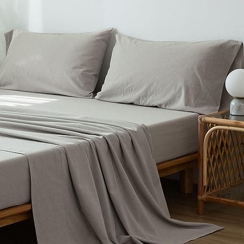 Washed Cotton Linen Like Breathable Bedding Sheet Set