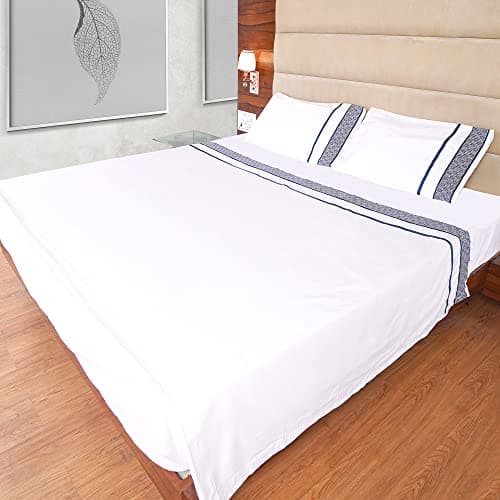 100% Egyptian Cotton Cal King Sheets, 1000 Thread Count, Sateen Weave, Navy Blue Embroidered