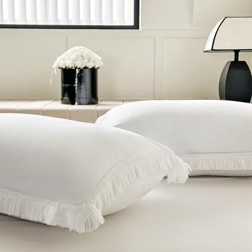 White Ultra Soft Boho Tassel Queen Duvet Cover & Pillow Shams 3-Piece Set
