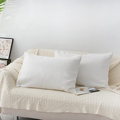 Set of 2 Soft Breathable Natural Flax Linen Pillowcases