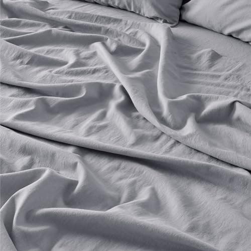 King Size Linen Cotton Sheets Set - 4 Pcs for All Seasons