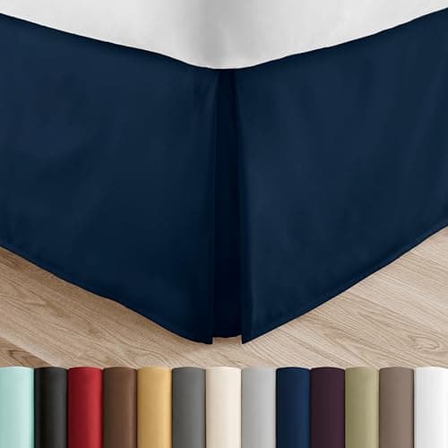 Cal King Navy Bed Skirt - Ultra Soft Microfiber - Easy Fit - Hotel Quality - Shrinkage & Fade Resistant