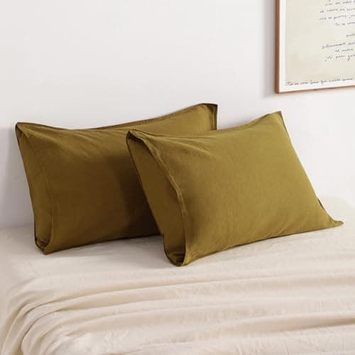 NTBAY 100% Linen Yarn Dyed Pillowcases, Breathable & Cooling, 20x26 Inches