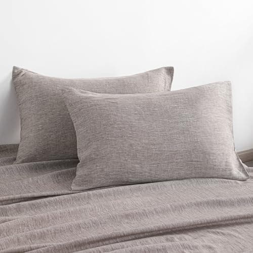 NTBAY 100% Linen Yarn Dyed Pillowcases, Breathable & Cooling, 20x26 Inches