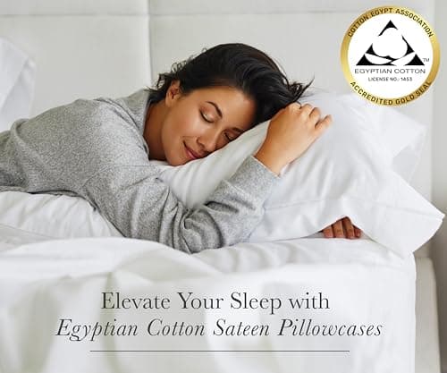 Luxury King Size 100% Egyptian Cotton Sateen Pillowcases Set, Bright White