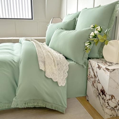 White Ultra Soft Boho Tassel Queen Duvet Cover & Pillow Shams 3-Piece Set