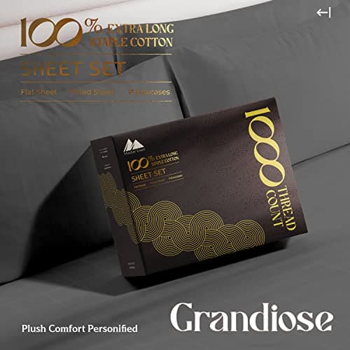 Mayfair Linen 100% Egyptian Cotton 1000 Thread Count Cal King Sheets - Dark Grey