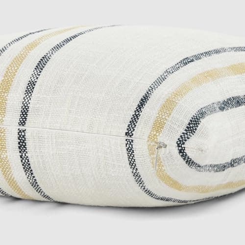 Linen Market Mustard Framed Stripe Cotton Decor Throw Pillow