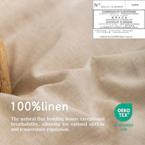 Everly Queen Size Linen Sheets Set, 4 Pieces Natural Bedding