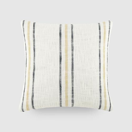 Linen Market Mustard Framed Stripe Cotton Decor Throw Pillow