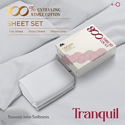 Mayfair Linen Egyptian Cotton Queen Bed Sheets - Soft, 800 Thread Count, Cooling Sateen Weave (4PC, Silver Grey)