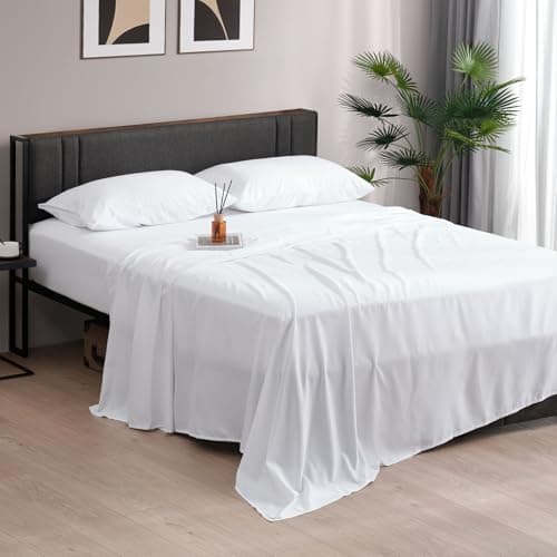 Z-hom Full Size 4-Piece Bed Sheets, Cooling & Breathable, Extra Soft & Wrinkle-Free, Deep Pocket, White