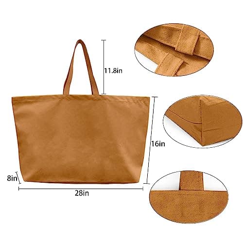 Large Canvas Tote Bag - Extra Big Shopping & Beach Reusable 28"x8"x16"