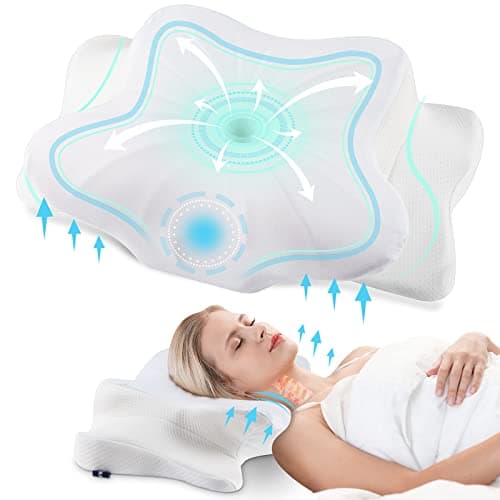 DONAMA Ergonomic Neck Pillow with Contour Memory Foam for Side, Back, and Stomach Sleepers