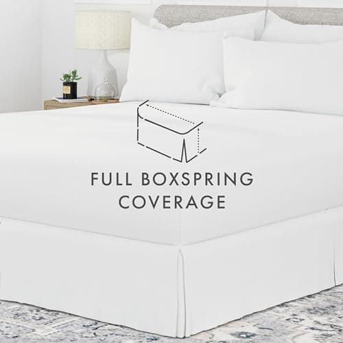 Ultra Soft Linen Market Queen Bed Skirt, White - Hotel Quality, Shrinkage & Fade Resistant
