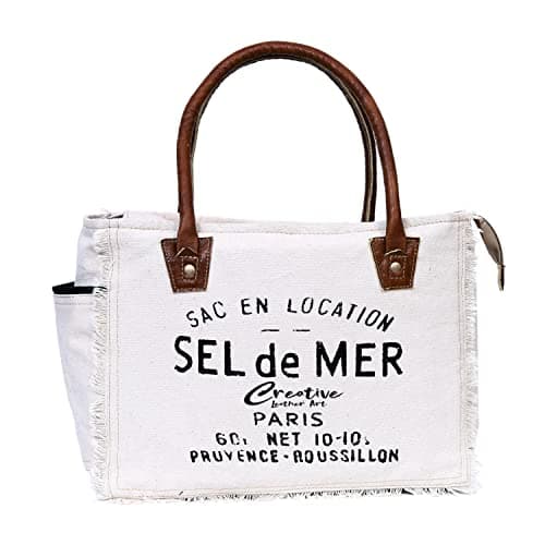 CLA Bags Sel De Mer Upcycled Canvas & Cowhide Tote Bag