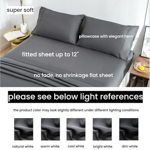 Luxury 4-Piece Double Brushed Microfiber Bed Sheet Set - Full Gray